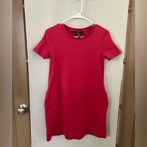 Ellen Tracy Womens Small Red Short Sleeve T-Shirt Dress with Pockets